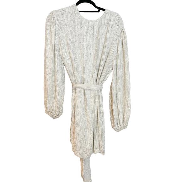 Retrofete Embellished Sequins Gabrielle Wrap Dress White Women's Size S NWT - Picture 7 of 12